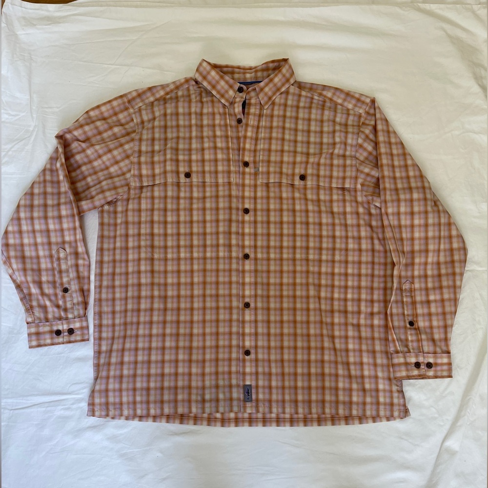 Patagonia Orange and Brown Casual Button Down Shirt